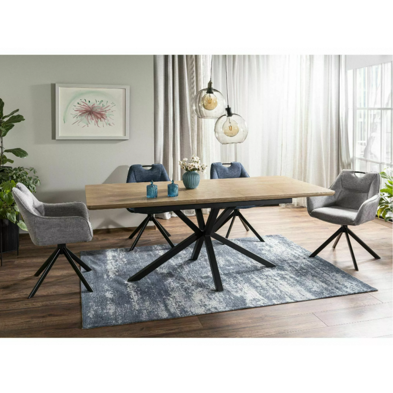 Stół Logan dąb/czarny mat 160(200)x90