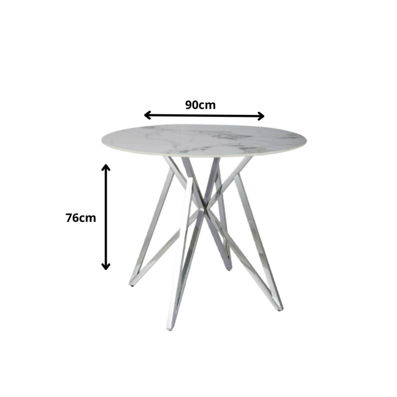 Okrągły stół Murano biały/chrom FI90