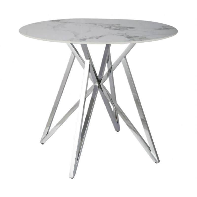 Okrągły stół Murano biały/chrom FI90