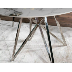 Okrągły stół Murano biały/chrom FI90