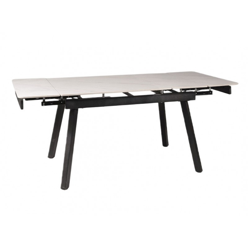 Rozkładany stół ceramiczny John biały/czarny stelaż 150(210)X90