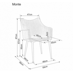 Krzesło tapicerowane Monte sztruks czarny stelaż/granat fjord 86