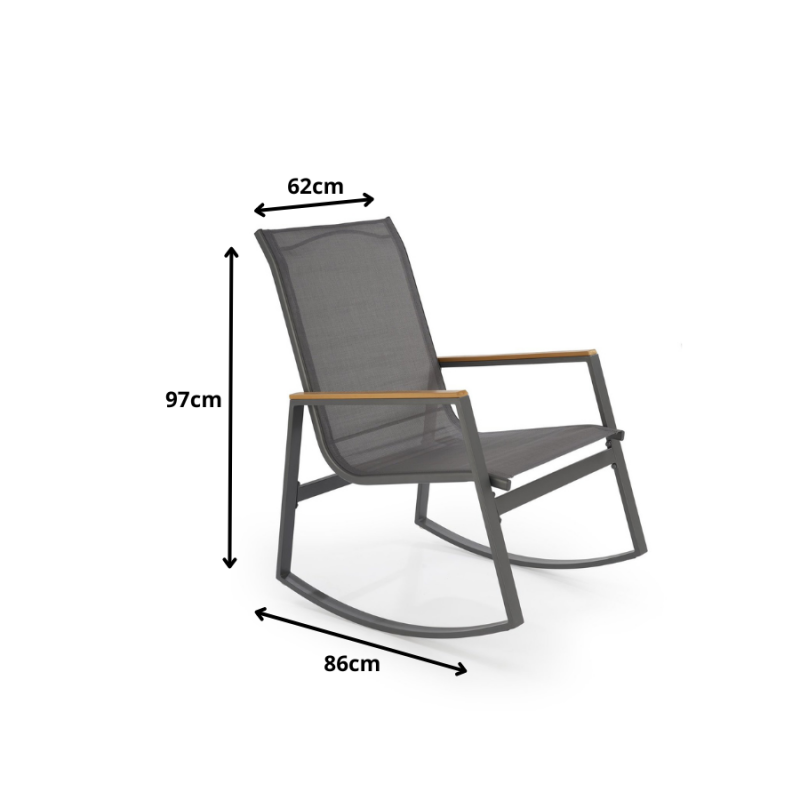 Krzesło bujane ogrodowe Zlatan ciemny popiel/jasny popiel