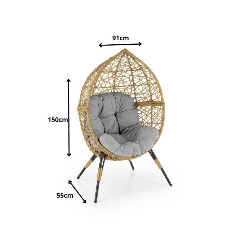 Fotel ogrodowy Oskar naturalny/jasny popiel