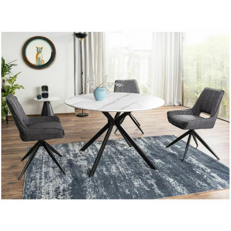 Obrotowe krzesło tapicerowane Tello Bjorn czarny stelaż/szary 13