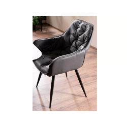 Krzesło tapicerowane skórą syntetyczną czarny stelaż/szary