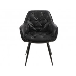 Krzesło tapicerowane skórą syntetyczną czarny stelaż/czarny