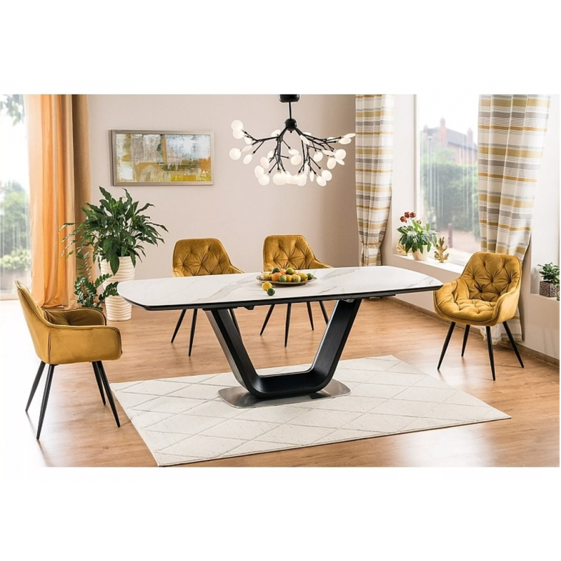 Krzesło tapicerowane Cherry Velvet czarny stelaż/curry Bluvel 68