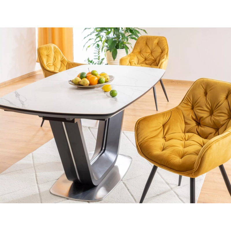 Krzesło tapicerowane Cherry Velvet czarny stelaż/curry Bluvel 68
