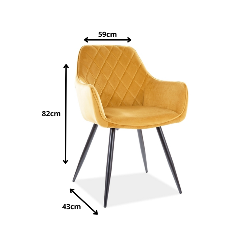 Krzesło tapicerowane Linea Velvet czarny stelaż/curry Bluvel 68