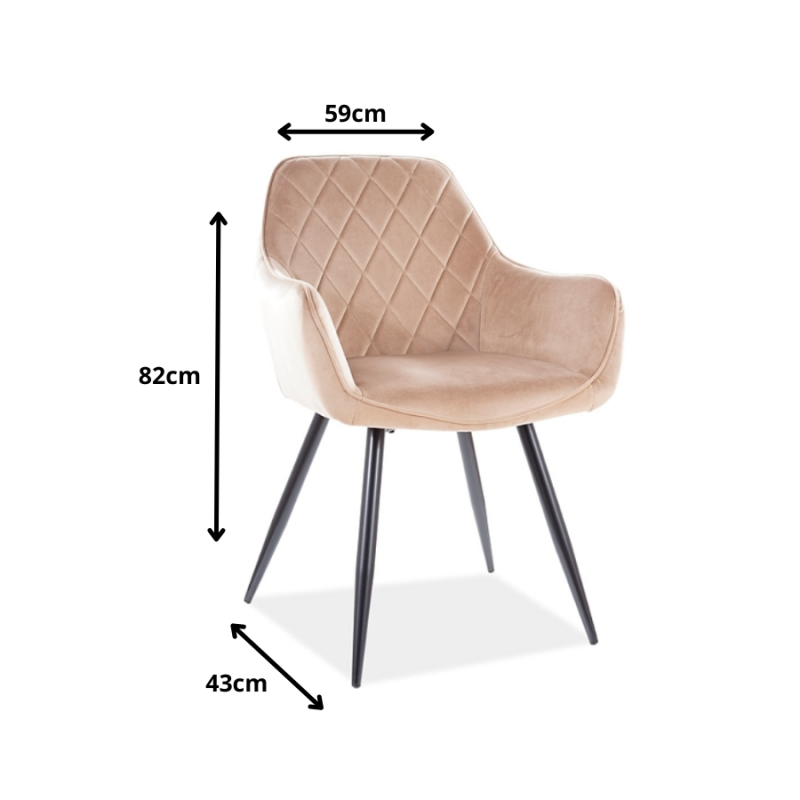 Krzesło tapicerowane Linea Velvet czarny stelaż/beż Bluvel 28