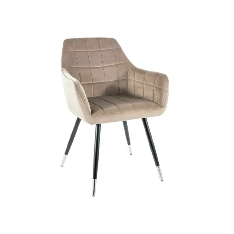 Krzesło tapicerowane Nuxe Velvet czarny/chrom/ciemny beż Bluvel