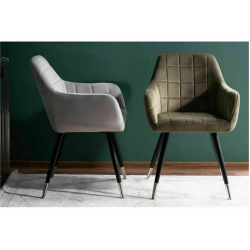 Krzesło tapicerowane Nuxe Velvet czarny/chrom/oliwka Bluvel 77