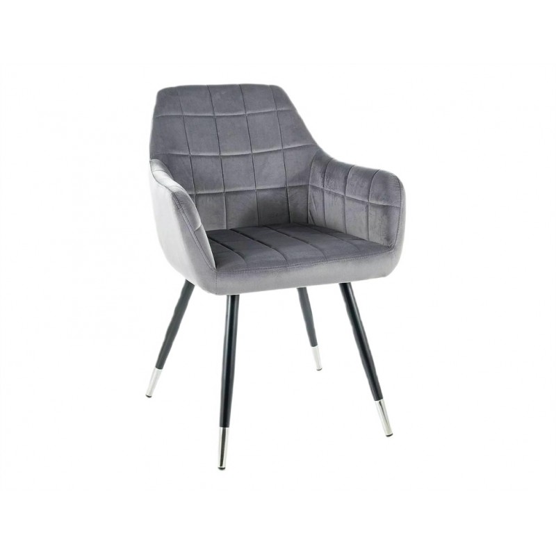 Krzesło tapicerowane Nuxe Velvet czarny/chrom/szary Bluvel 14
