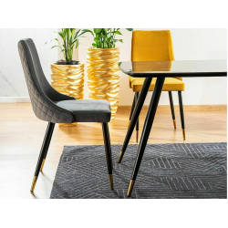 Krzesło tapicerowane Piano Velvet czarny/złoty stelaż / szary