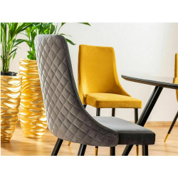 Krzesło tapicerowane Piano Velvet czarny/złoty stelaż / szary