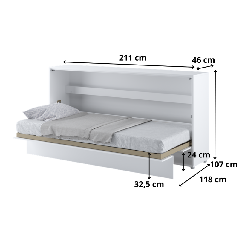 Półkotapczan Poziomy BED CONCEPT BC-06 90X200 Biały Alpejski