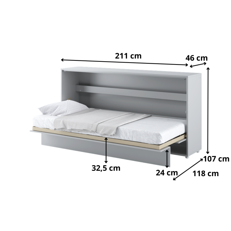 Półkotapczan Poziomy BED CONCEPT BC-06 90X200 Szary Lenart