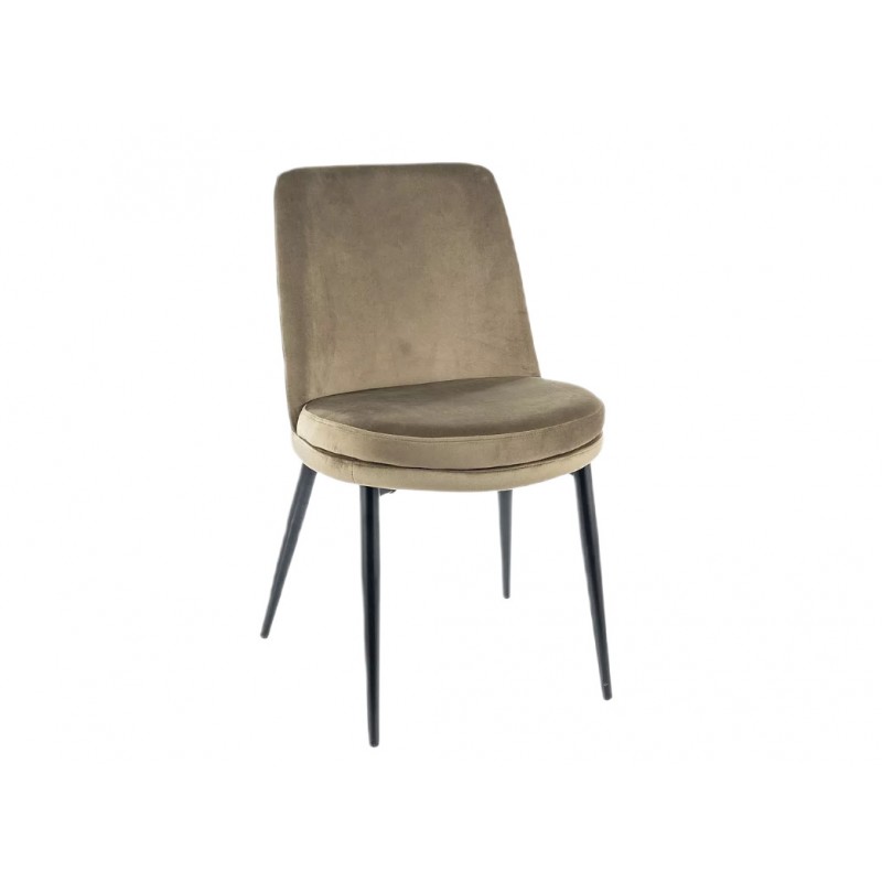 Stylowe krzesło tapicerowane Kayla Velvet czarny stelaż/oliwka