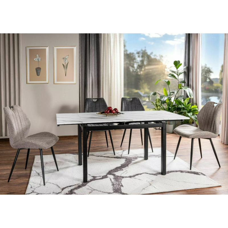 Krzesło tapicerowane Arco Brego czarny stelaż/beż 34