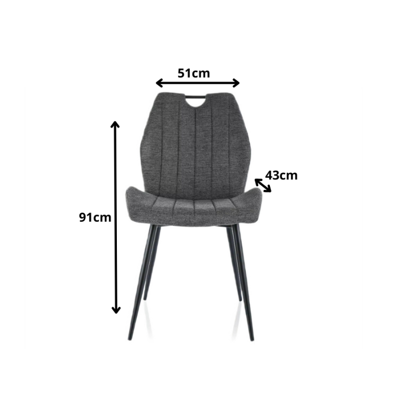 Krzesło tapicerowane Arco Brego czarny stelaż/ciemny szary 18