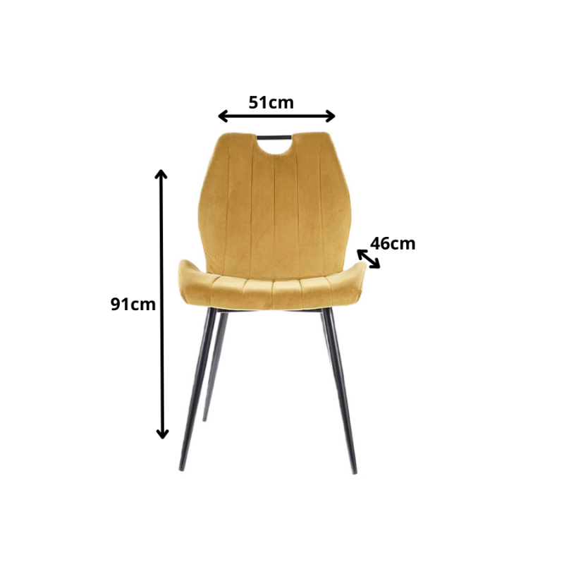 Krzesło tapicerowane Arco Velvet czarny stelaż/curry bluvel 68