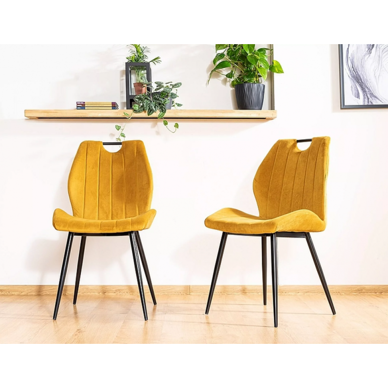 Krzesło tapicerowane Arco Velvet czarny stelaż/curry bluvel 68