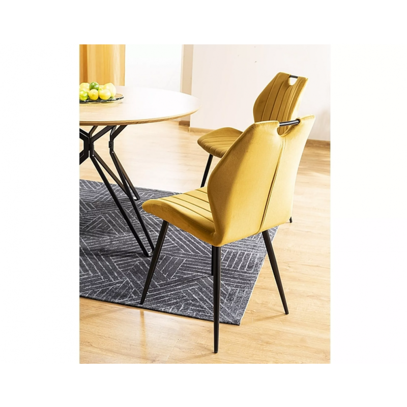 Krzesło tapicerowane Arco Velvet czarny stelaż/curry bluvel 68