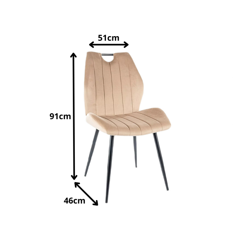 Krzesło tapicerowane Arco Velvet czarny stelaż/beż bluvel 28