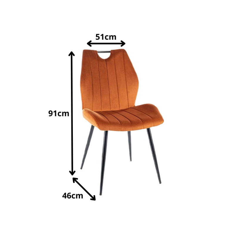 Krzesło tapicerowane Arco Velvet czarny stelaż/cynamon bluvel