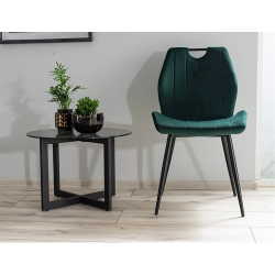 Krzesło tapicerowane Arco Velvet czarny stelaż/zielony bluvel 78