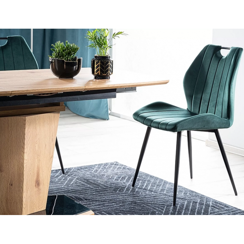 Krzesło tapicerowane Arco Velvet czarny stelaż/zielony bluvel 78
