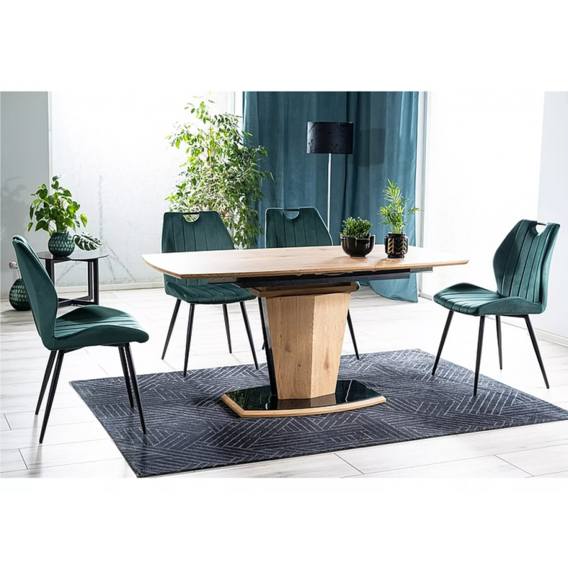 Krzesło tapicerowane Arco Velvet czarny stelaż/zielony bluvel 78