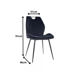 Krzesło tapicerowane Arco Velvet czarny stelaż/czarny bluvel 19
