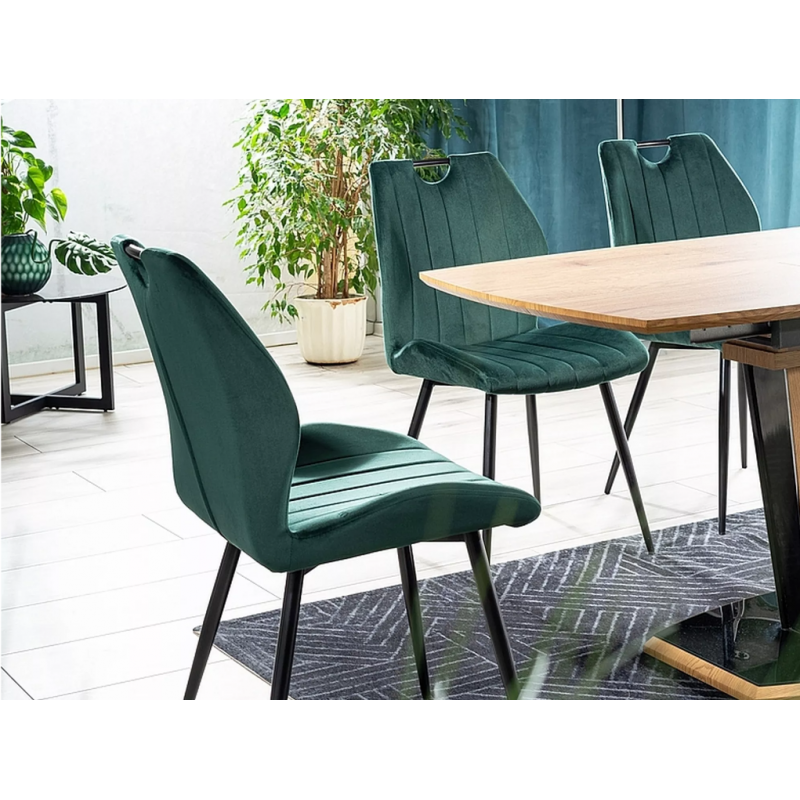 Krzesło tapicerowane Arco Velvet czarny stelaż/zielony bluvel 78