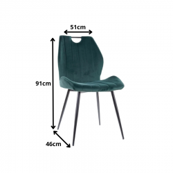 Krzesło tapicerowane Arco Velvet czarny stelaż/zielony bluvel 78