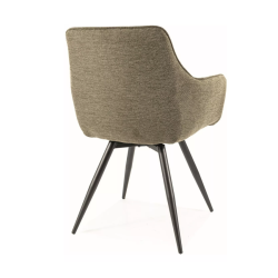 Obrotowe krzesło tapicerowane Ballo Brego stelaż czarny/oliwka
