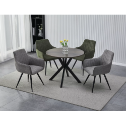 Obrotowe krzesło tapicerowane Ballo Brego stelaż czarny/oliwka