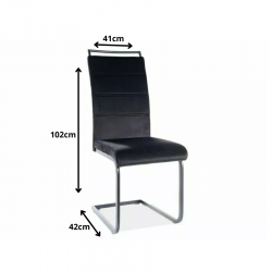 Krzesło tapicerowane H441 Velvet czarny stelaż/czarny tap.117