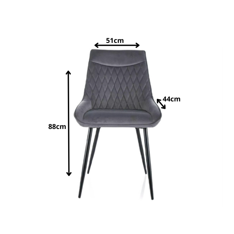 Krzesło tapicerowane Agat Velvet czarny stelaż/szary bluvel 14