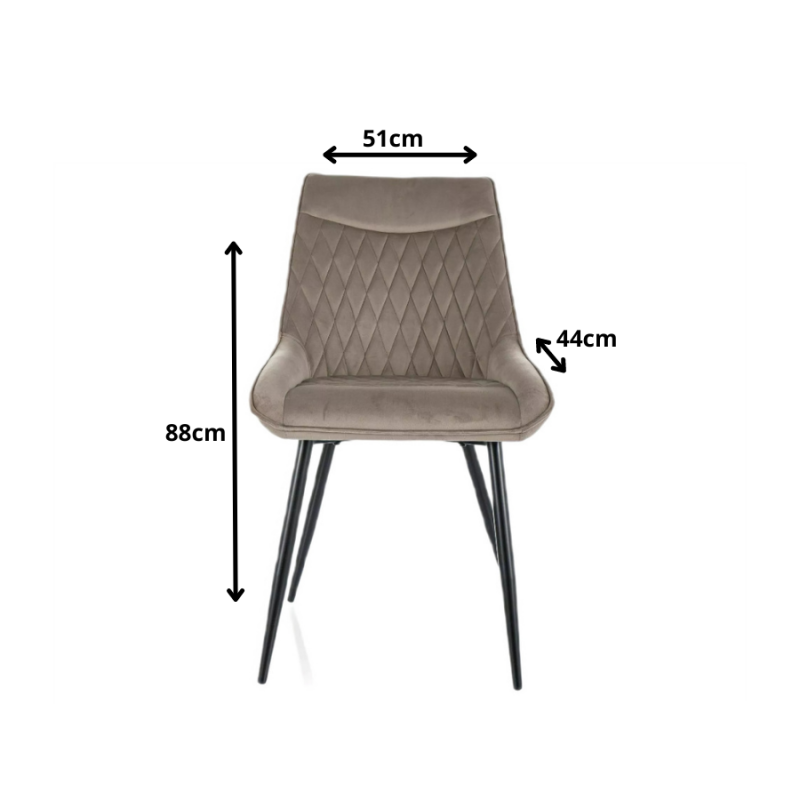 Krzesło tapicerowane Agat Velvet czarny stelaż/ciemny beż