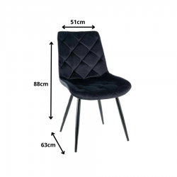 Krzesło tapicerowane Ralph Velvet czarny stelaż/czarny bluvel 19