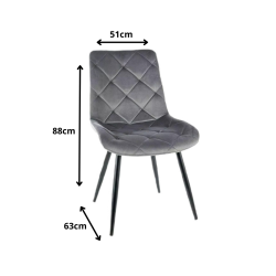 Krzesło tapicerowane Ralph Velvet czarny stelaż/szary bluvel 14