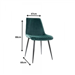 Krzesło tapicerowane Kim Velvet czarny stelaż/zielony bluvel 78