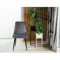 Krzesło tapicerowane Kim Velvet czarny stelaż/szary bluvel 14