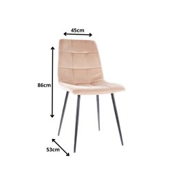 Krzesło tapicerowane Mila Velvet czarny stelaż/beż bluvel 28