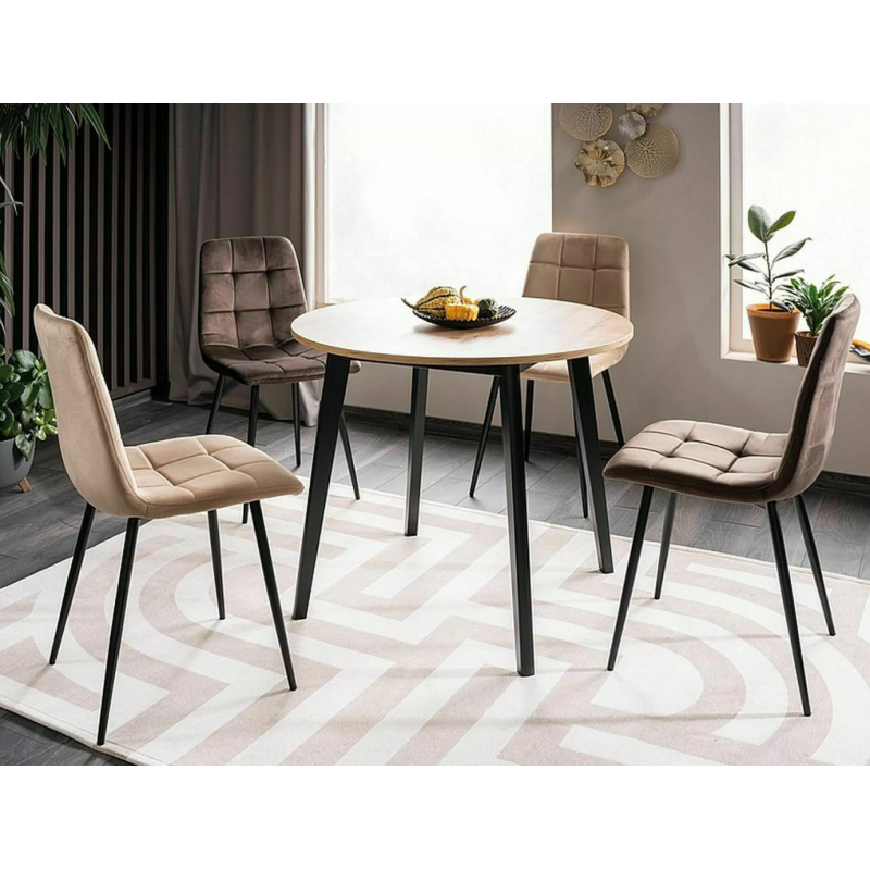 Krzesło tapicerowane Mila Velvet czarny stelaż/beż bluvel 28