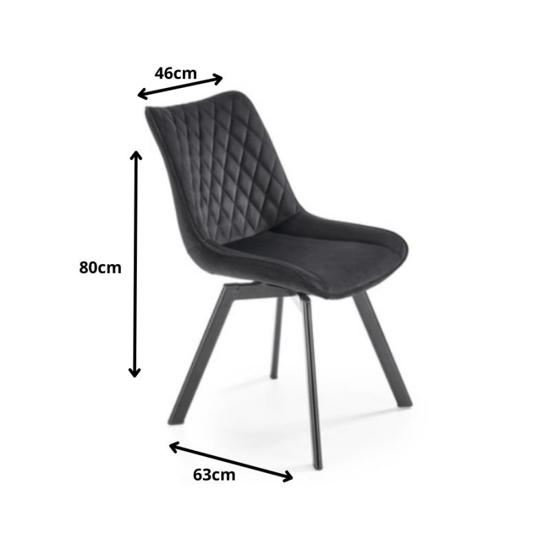 Krzesło tapicerowane Lizbona czarne/czarne nogi