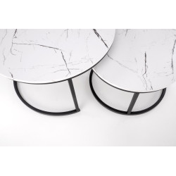 JAVA zestaw 2 ław, biały marmur / czarny