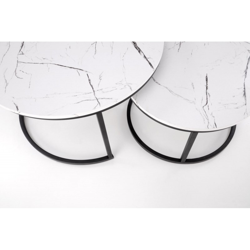 JAVA zestaw 2 ław, biały marmur / czarny